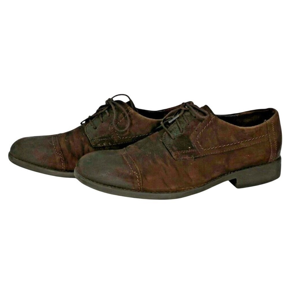 Mens Clarks Dark Brown Leather Oxfords sz 9 M Lace Up Casual Shoes Cap Toe